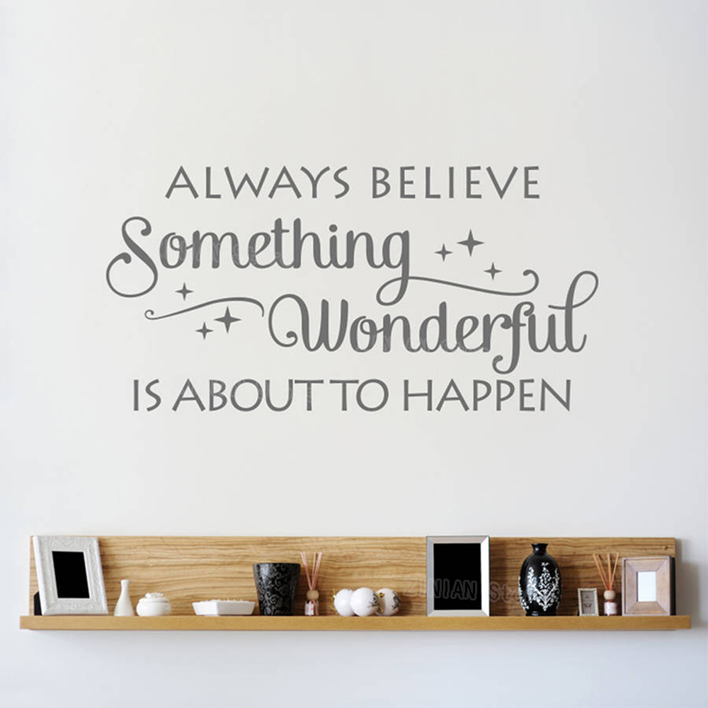 Home Office Room Inspiration - เสมอเชื่อบางสิ่งบางอย่างผนังสติกเกอร์ตกแต่งบ้านห้องนั่งเล่นไวนิลรูปลอกภาพจิตรกรรมฝาผนังสร้างแรงบันดาลใจบ้านกฎกำแพงD Ecalsอ้างสำนักงานZ170