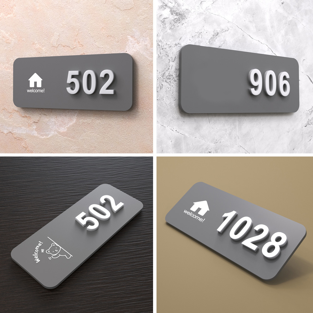 Home Office Logo - ป้ายบ้านเลขที่อะคริลิคที่ทันสมัยสติกเกอร์ดิจิตอลสำหรับห้องพักส่วนบุคคลป้ายโลโก้ประตูบ้านหรูหราสำนักงานโรงแรม