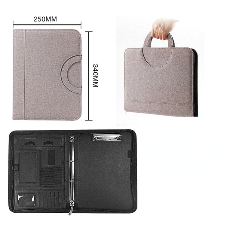 Document Scanner Portable - 1 ชิ้น A4 หนัง PU ซิปแฟ้มโฟลเดอร์กระเป๋าใส่เอกสารพร้อมเครื่องคิดเลขแบบพกพาธุรกิจโรงเรียนจัดการกระเป๋าเอกสาร