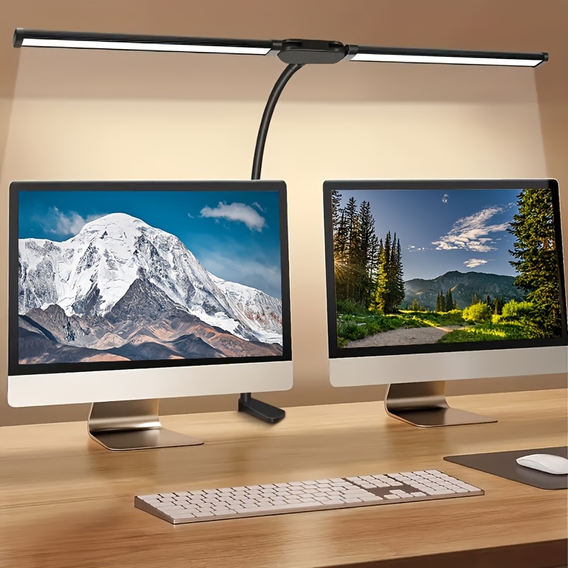 Home Office Work Table - โคมไฟตั้งโต๊ะ LED แบบสองหัว พร้อมที่หนีบ สำหรับใช้ในสำนักงานที่บ้าน โคมไฟสำหรับสถาปนิก