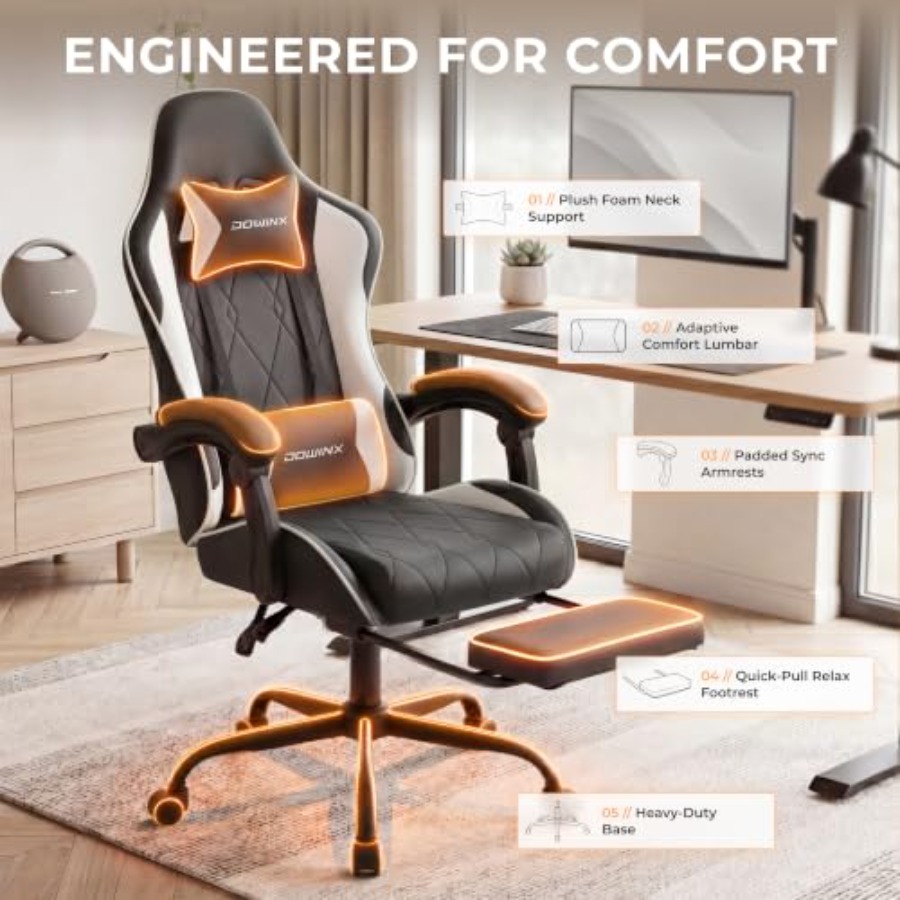 เก้าอี้เกมมิ่งพร้อมที่พักเท้า, - Ergonomic Office Chair บทวิจารณ์และราคา